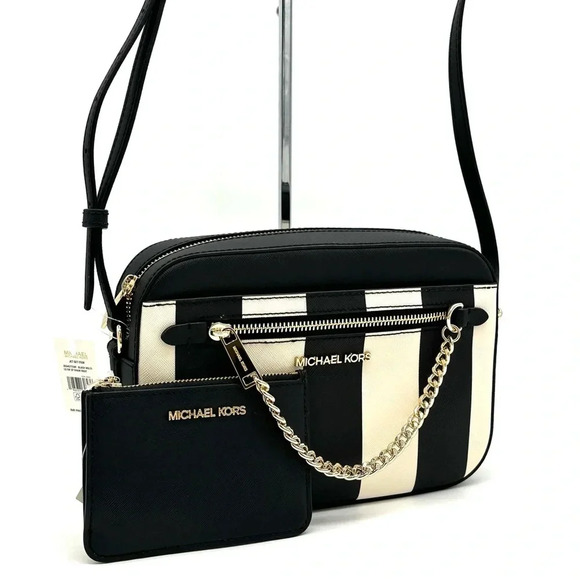 Michael Kors Large EW Zip Chain Xbody Crossbody Bag & Top Zip Coin Pouch Black - Picture 3 of 15